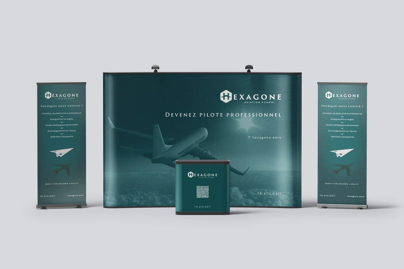 HEXAGONE Stand parapluie rollup